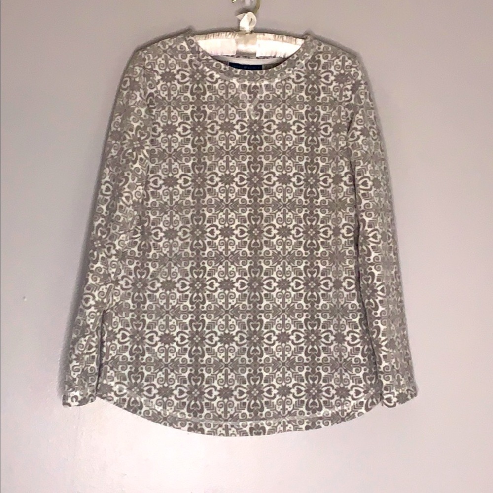Karen Scott sport snowflake print fleece Long sleeve pullover small women’s grey